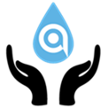 Hands holding water drop with Avi Logo 